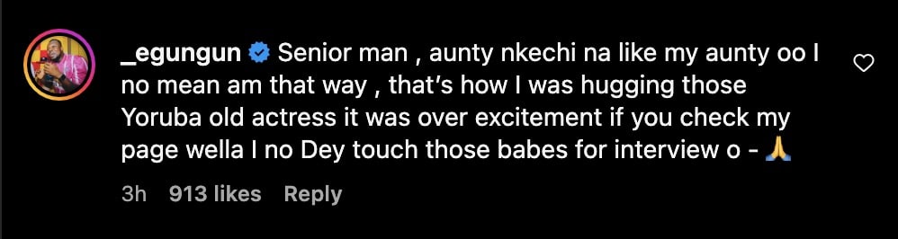 "Senior man, Nkechi Blessing na like my aunty" - Egungun replies Xxssive